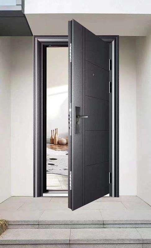 Security door panel detail with modern surface finish and reinforced structure