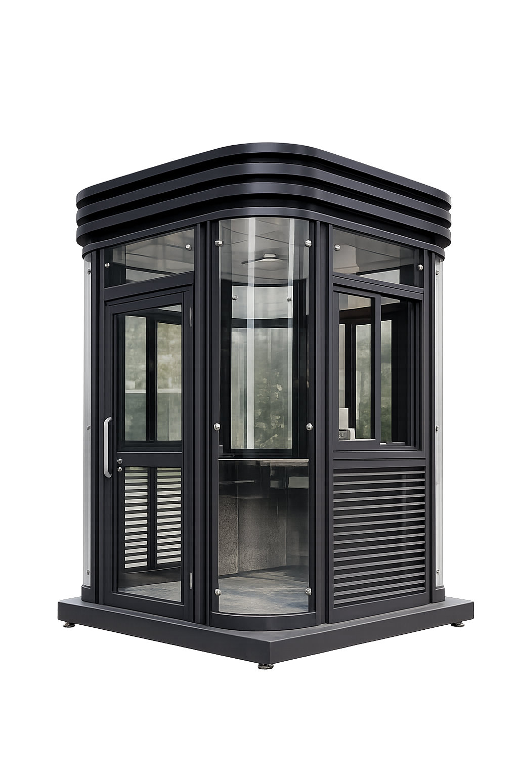 Black Outdoor Security Booth product image for outdoor commercial and public space projects
