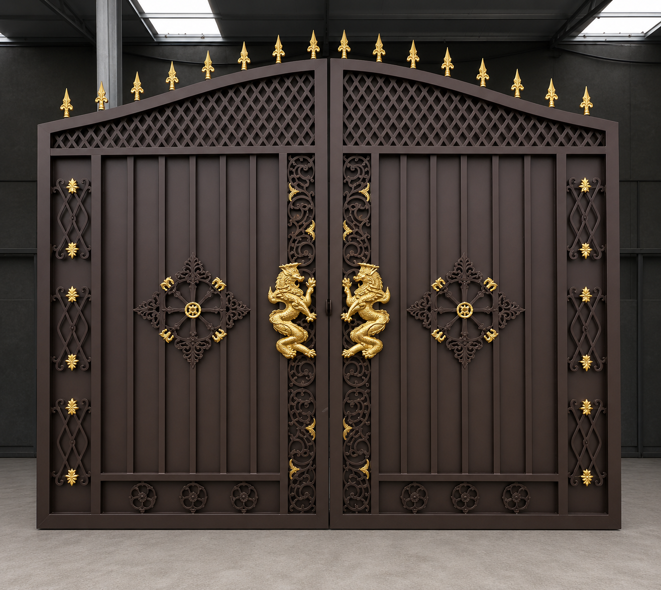 Black Wrought Iron Double Swing Gate product image for outdoor commercial and public space projects