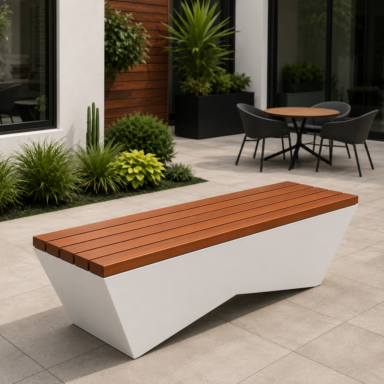 Concrete Base Wooden Outdoor Bench product image for outdoor commercial and public space projects