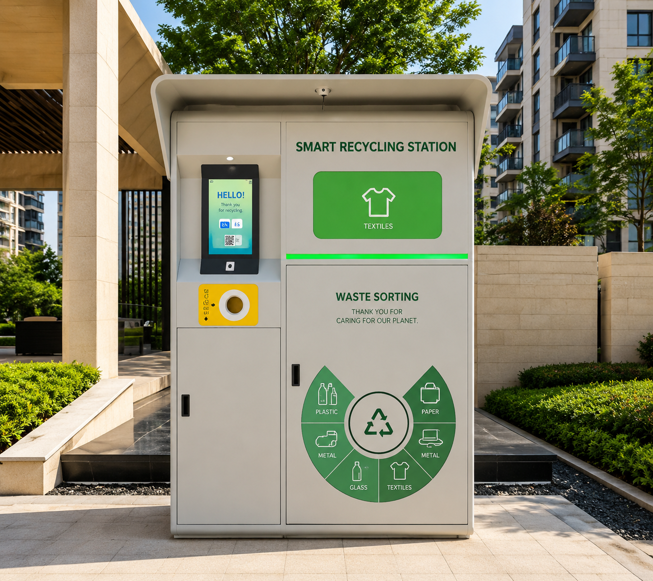 Intelligent Waste Recycling Bin product image for outdoor commercial and public space projects
