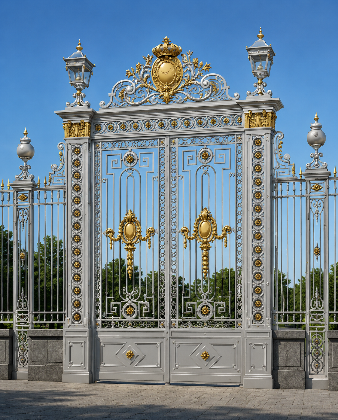 Luxury White Wrought Iron Villa Gate product image for outdoor commercial and public space projects