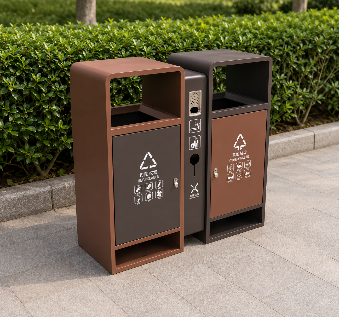 Metal Outdoor Trash Bin 4 product image for outdoor commercial and public space projects