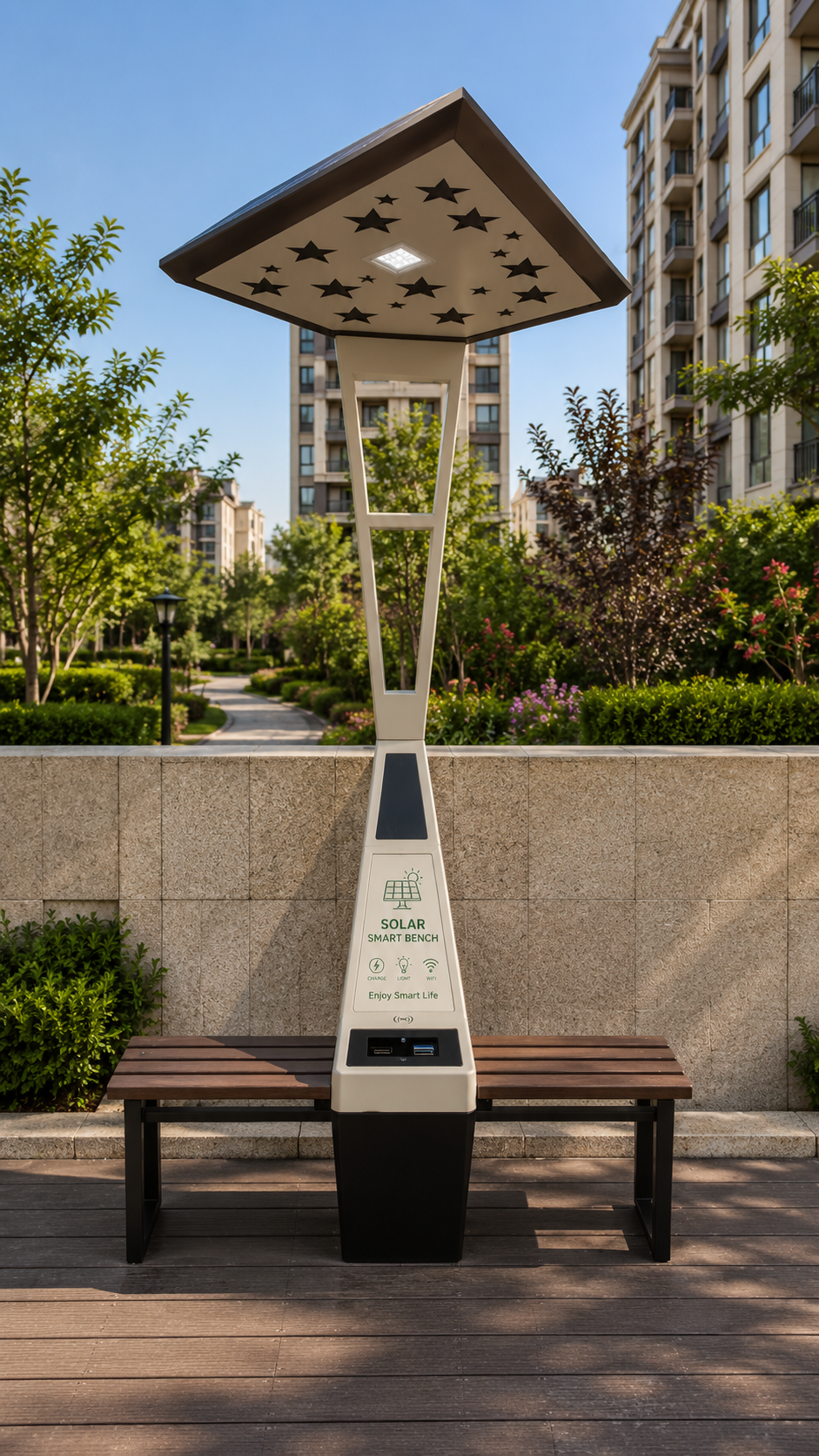 Outdoor Solar Canopy Bench product image for outdoor commercial and public space projects