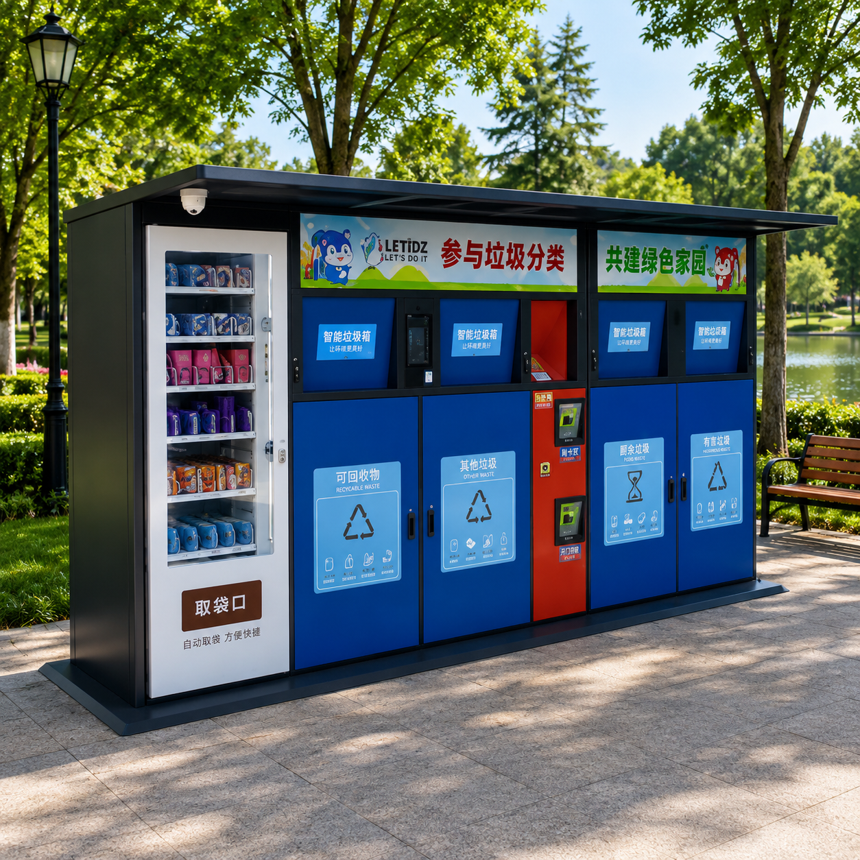 Smart Recycling Bin Station For Public Areas product image for outdoor commercial and public space projects