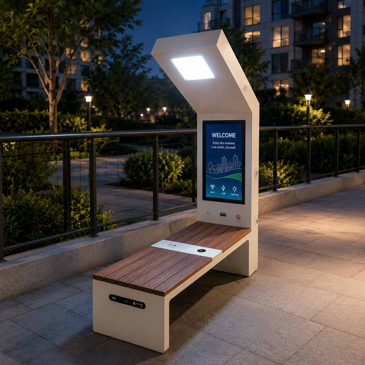 Solar Powered Bench With Light product image for outdoor commercial and public space projects