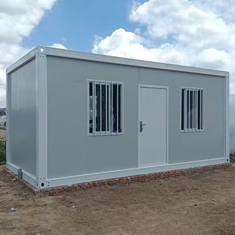Portable steel container house for temporary accommodation — exterior installation view